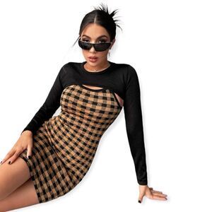 SHEIN SZ S gingham pattern sleeveless sweater dress